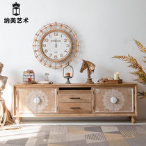 French European carved TV cabinet living room bedroom home solid wood antique ground cabinet small house storage locker