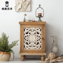 American solid wood retro small side cabinet home living room old storage cabinet home room decoration side cabinet