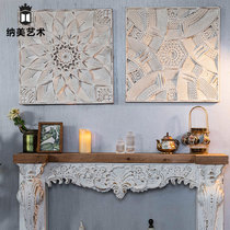 American French retro porch wall hanging white relief living room sofa background wall creative wall homestay decorative wall decoration