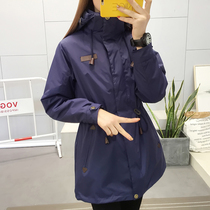 Winter outdoor velvet warm three-in-one two-piece suit stormtrooper female windproof waterproof medium-long mountaineering suit jacket