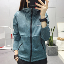 Autumn and winter outdoor fleece jacket womens hooded cardigan jacket Leisure large size fitness running sports quick-drying plus velvet sweater