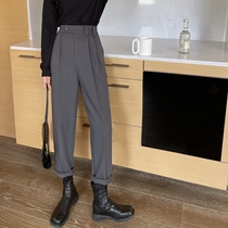 Womens pants 2021 autumn and winter New ankle-length pants high waist Haren pants slim radish pants loose casual suit pants
