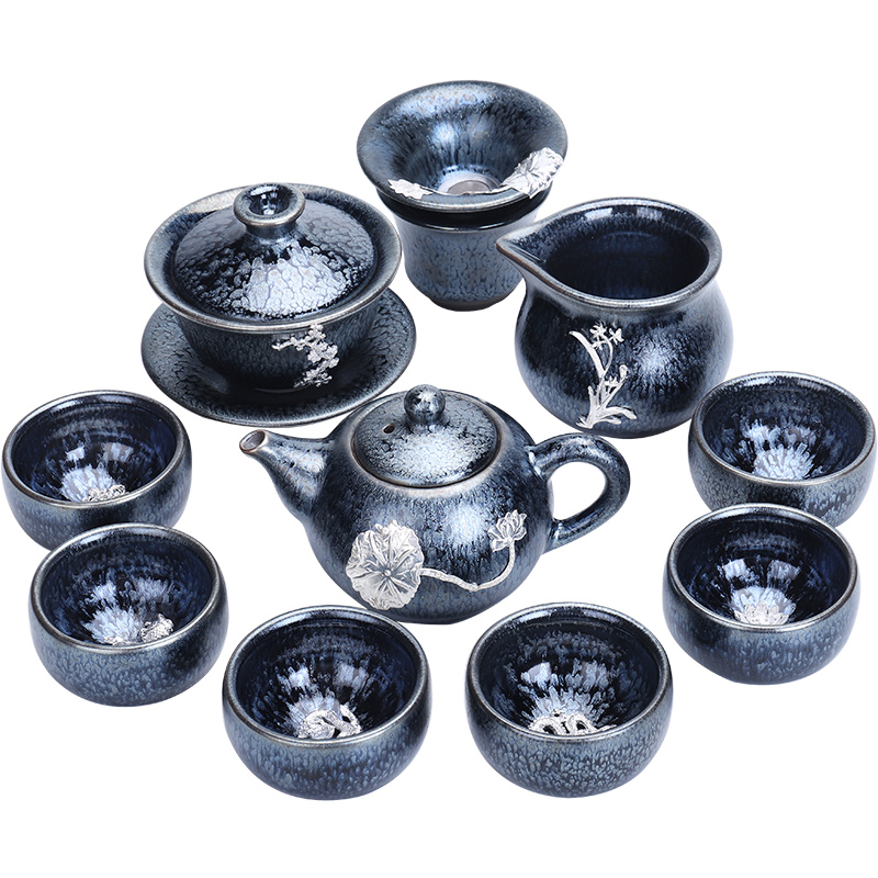 Tang Fengjian droplets temmoku lamp cup tea set office with kung fu tea, I and contracted box Z