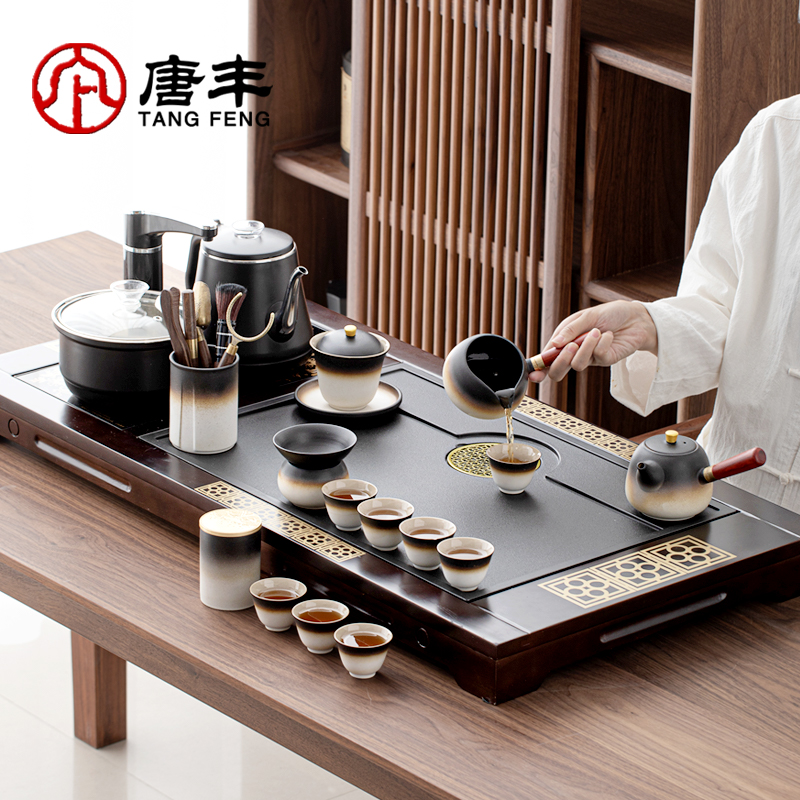 Tang Feng 2023 new tea set suit fully automatic integrated tea tray upper water boiling kettle tea table tea road home upscale-Taobao