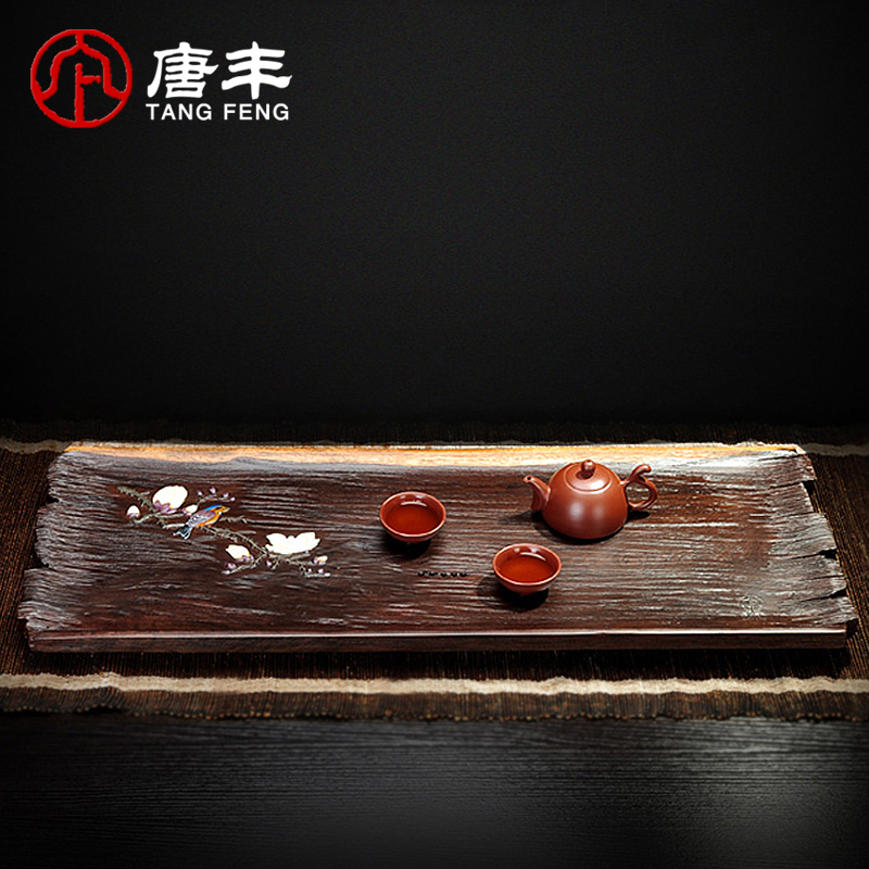 Tang Feng the whole piece of ebony log wood tea tray was large tea board dry drainage type tea table kongfu tea sea ship