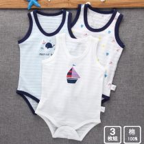 Summer baby vest shirt shirt mens baby triangle cotton crawl clothes newborn sleeveless conjoined clothes thin