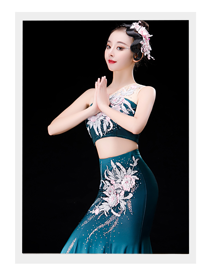 傣族裙子女西双版纳傣族舞舞蹈演出服鱼尾裙修身包臀裙子表演服女