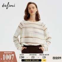 Eve sweater womens new winter clothes loose rock striped sweater pullover cashmere sweater womens treasure wool