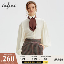 Eveli shirt womens new very fairy design sense niche long-sleeved top womens bubble sleeve French shirt women