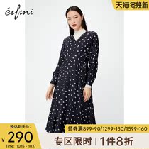 (Shopping mall same) iveli 2020 new winter Korean version of chiffon vneck printed dress 1BA394221