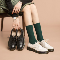 2022 spring and autumn British style leather small leather shoes womens white lace-up brogue womens shoes flat oxford shoes women
