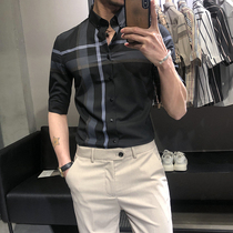 Rui handsome shirt men trend Korean business leisure English style summer thin short sleeve shirt men slim fit inch shirt