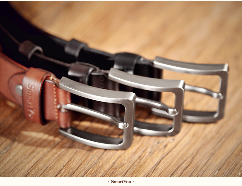 smartyou以爱为铭男士真皮皮带休闲头层牛皮复古植鞣腰带合金针扣