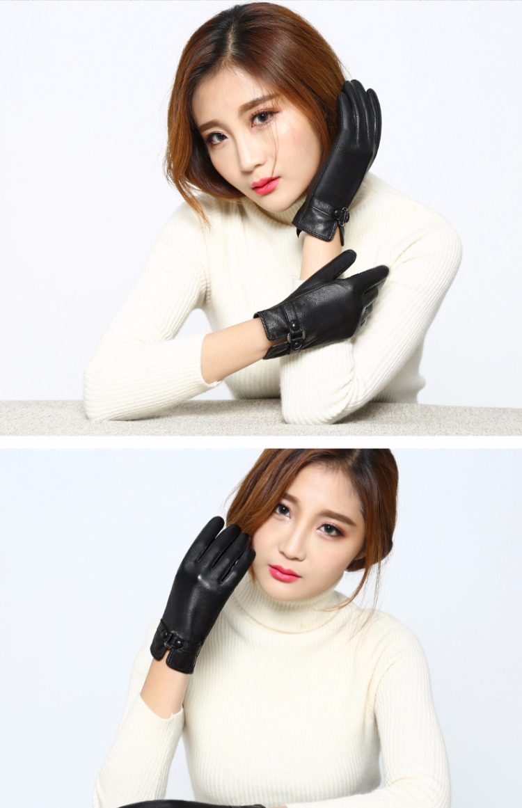 皮手套女秋冬保暖可爱触屏棉韩版