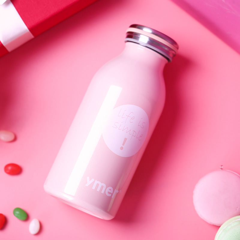 Ymer保温杯创意可爱便携男女儿童学生情侣不锈钢大肚水杯子牛奶瓶产品展示图3