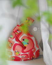 (Small Island Hand-made) (Rainbow Jumping Candy) Summer Linen Wrist Bag Bright Watermelon Red