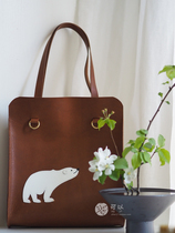 (Small Island Hand-made) (Romantic One Hundred Years) Full Hand Sewing Italian First Layer Cowhide Tote Bag