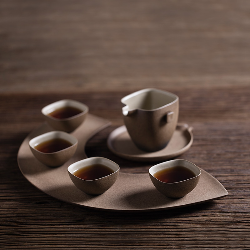 M letters kilowatt/ceramic tea tray # creative semicircle dry coarse pottery tea tea set a large and a small serve tea tray was song water renovation of works