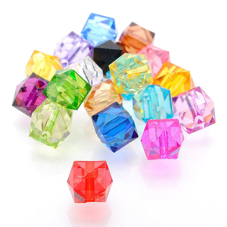 diy手工串珠材料10mm透明方珠纸巾盒散珠18色亚克力珠子批发按斤