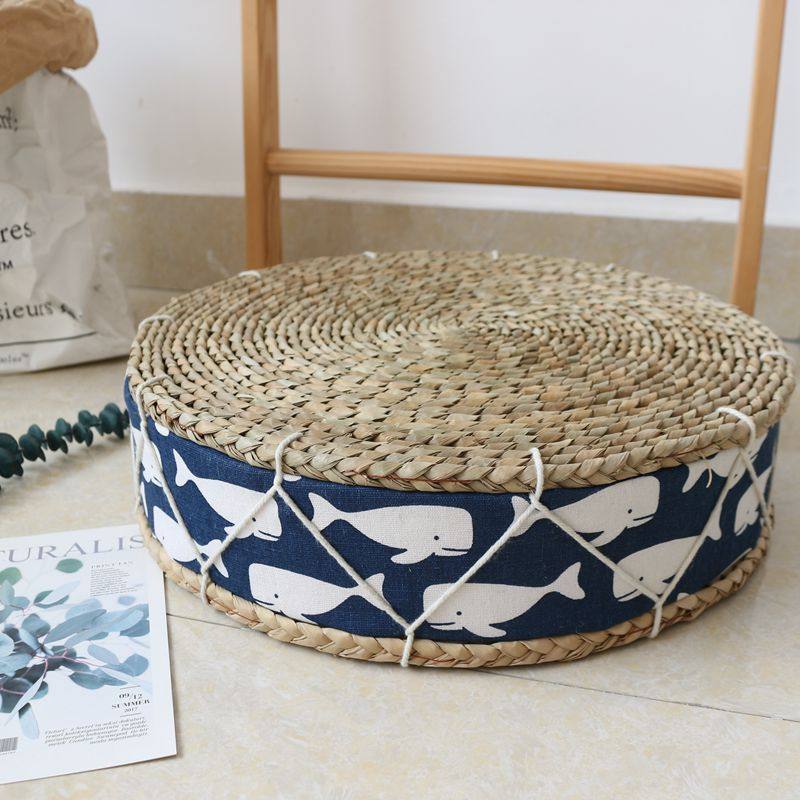 手工草编布艺蒲团坐垫榻榻米飘窗坐垫加厚茶道禅修打坐瑜伽垫子