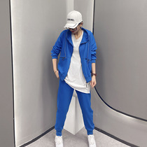 Fashionable Western-style 2022 new two-piece sweatshirt suit cardigan hoodie coat Klein blue sweatshirt suit women