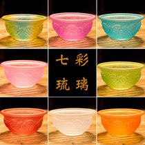 Before the Buddha glass water supply cup Eight cups for the Buddha Hall colorful water supply cup Before the Buddha Guanyin holy water cup God of wealth for the Buddha water cup