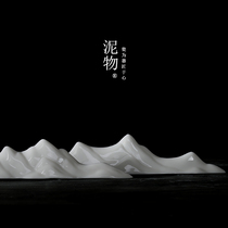 White porcelain Pen MountainJingdezhen ceramic brush holder Calligraphy pen holder Mountain Wenfang Literati plaything