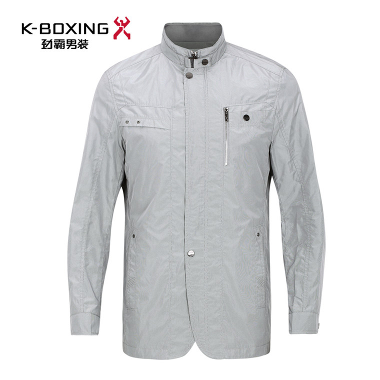 K-boxing/劲霸中长版茄克 男士中长款夹克男式商务外套|CKZU1201