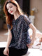 Baoshili Round Neck 인쇄 여성용 짧은 슬리브 쉬폰 셔츠 2025 여름 패션 다목적이고 세련된 캐주얼 셔츠 탑 Baoshili Round Neck 인쇄 여성용 짧은 슬리브 쉬폰 셔츠 2025 여름 패션 다목적이고 세련된 캐주얼 셔츠 탑