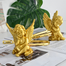 Tianhe lace new gold white French angel curtain U-shaped living room hook wall hook resin without punching one