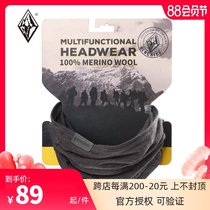 Black ice multi-function merino wool headscarf Outdoor riding mask mountaineering hiking warm wool neck cover