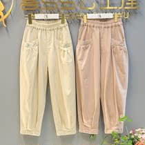Girl Pants Spring Autumn Dress New Light Cage Pants Old Daddy Pants Han Edition Elastic Children Jeans Casual Pants Long Pants