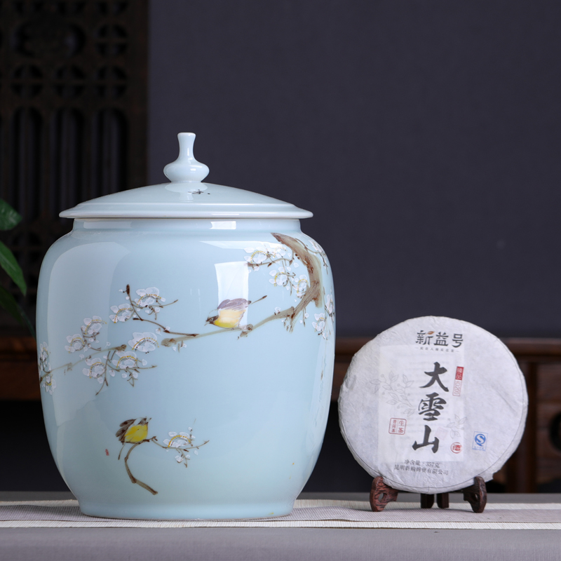 Hand - made ceramic name plum furnishing articles home decoration storage tank with cover Chinese tea pot large capacity home office