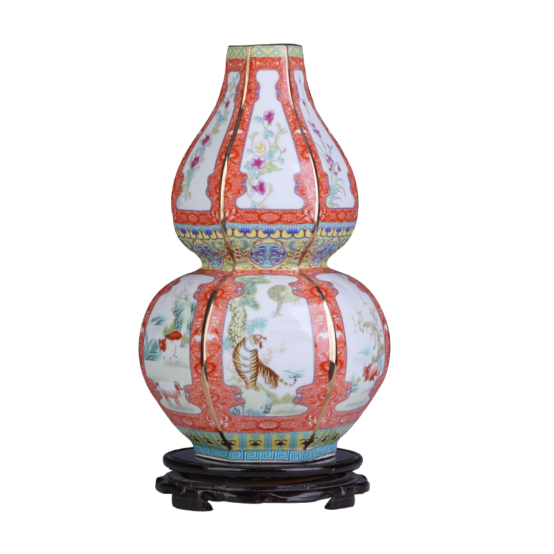 Jingdezhen ceramic large gourd vases 12 zodiac whatnot rich ancient frame sitting room adornment archaize porcelain furnishing articles