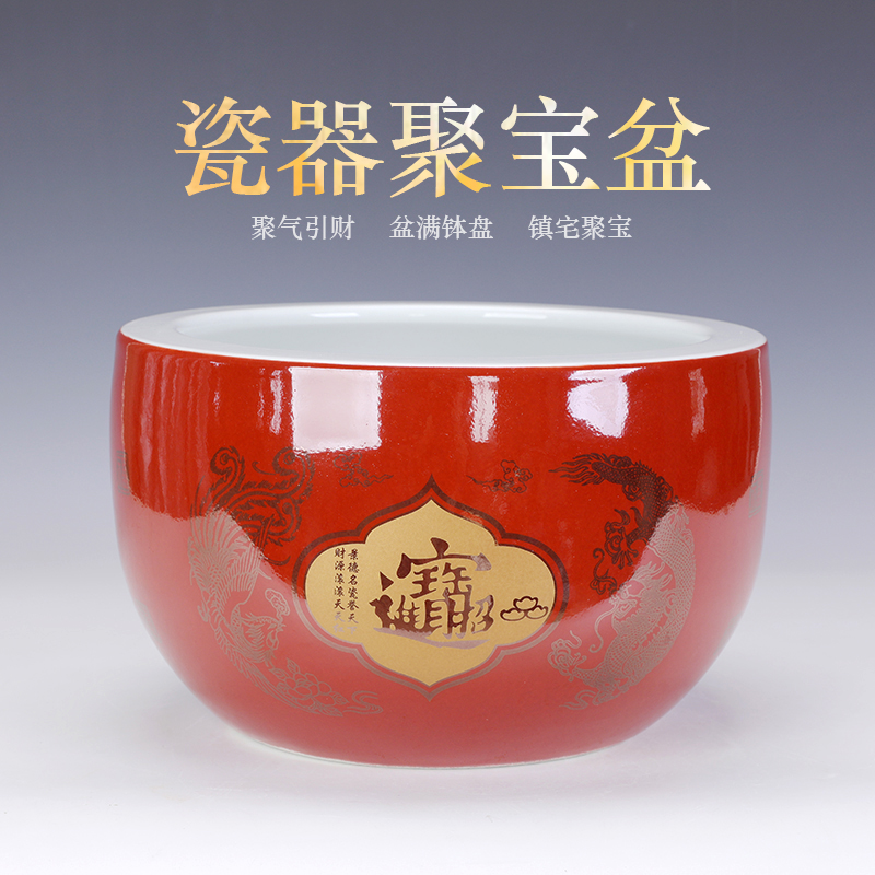 Jingdezhen ceramic marriage red cornucopia save cylinder porcelain furnishing articles lucky handicrafts and household large living room