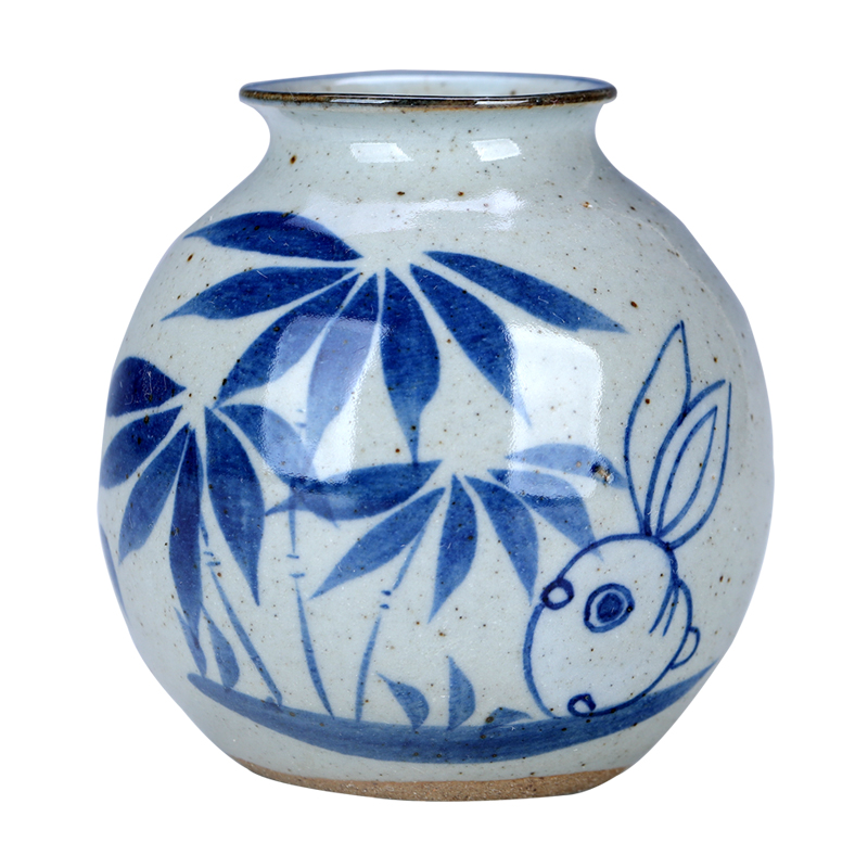 Jingdezhen ceramic hand - made small expressions using coarse pottery vase of blue and white porcelain water raise small - bore hydroponic mini small place is small