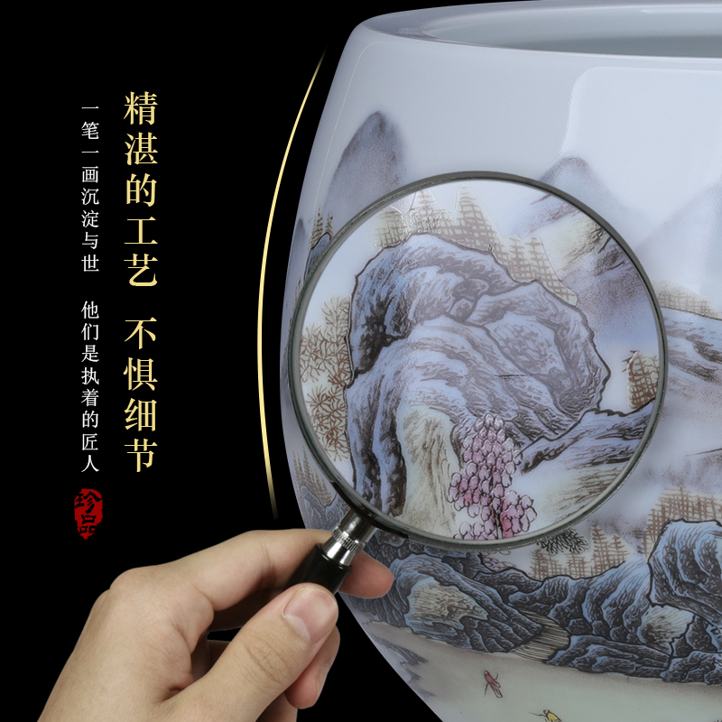 Basin of jingdezhen ceramic cornucopia furnishing articles money sitting room lucky fish tank water lily and the tortoise cylinder household ornaments