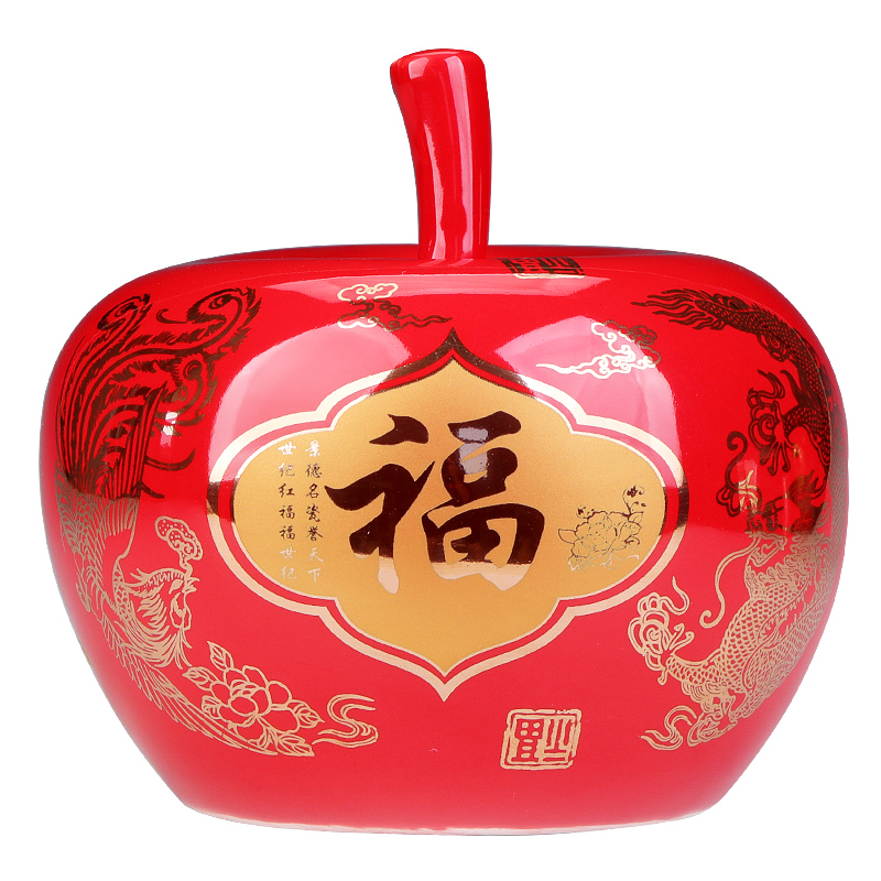Jingdezhen ceramic Chinese red small place marriage red apple porch decoration decoration ideas sitting room crafts