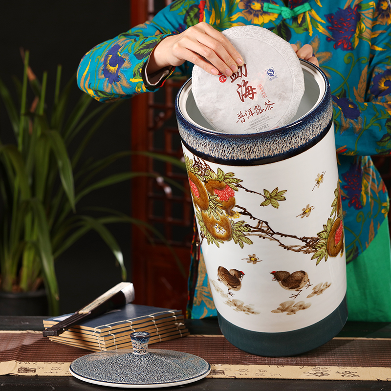 Ceramic tea pot seal pot of tea barrel big detong sealed bucket of jingdezhen Ceramic checking Ceramic storage tank