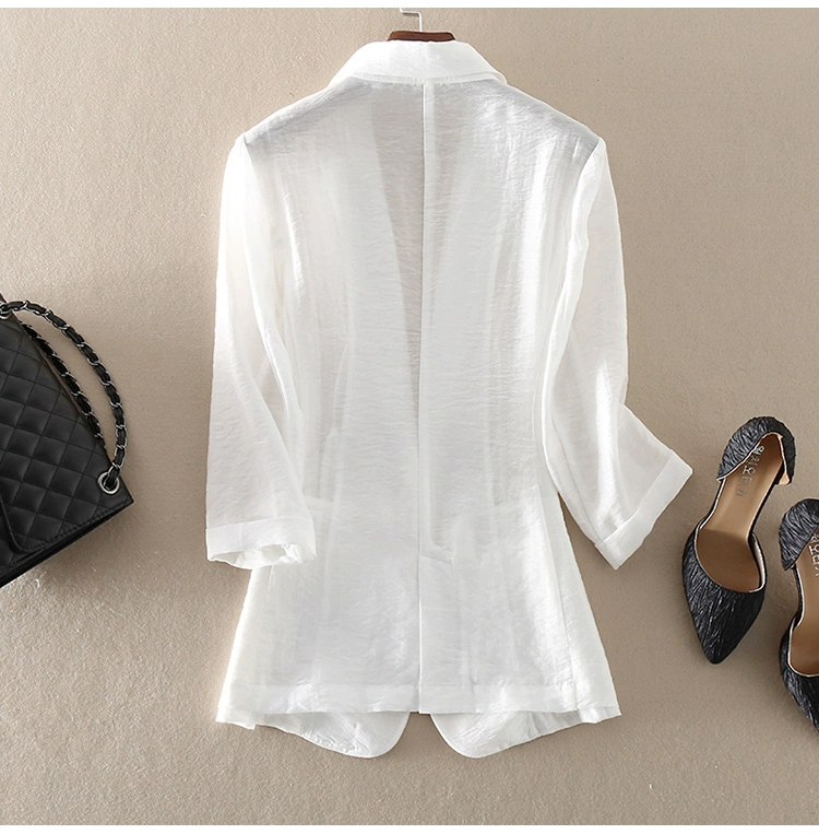 Mùa thu phong cách mới thanh lịch phù hợp với nữ tay áo ba phần tư màu trắng mỏng chống nắng phù hợp với nữ phù hợp với nữ áo khoác nhỏ - Business Suit