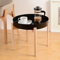 Xinlan IKEA solid wood small round table Nordic coffee table Simple modern bedside table Creative sofa side table Japanese round table