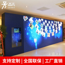 Multi-touch photo wall big screen interactive flow wall 3D photo display wall network red background flow water wall waterfall wall