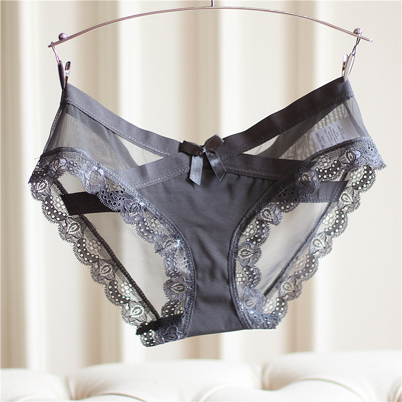欧美女士内裤三角裤低腰蕾丝网纱性感透明蝴蝶结可爱超薄春夏新品