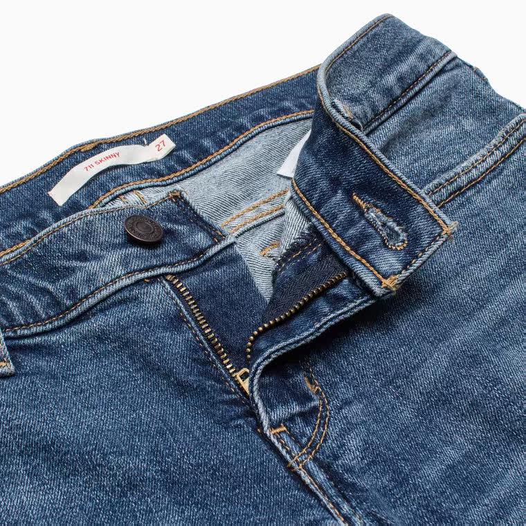 Levi's李维斯700系列女士711紧身蓝色做旧水洗牛仔裤19560-0034