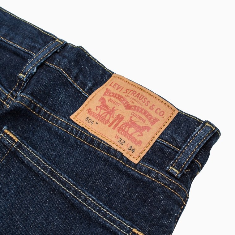 Levi's李维斯504系列男士标准直脚深蓝色水洗牛仔裤00504-0389