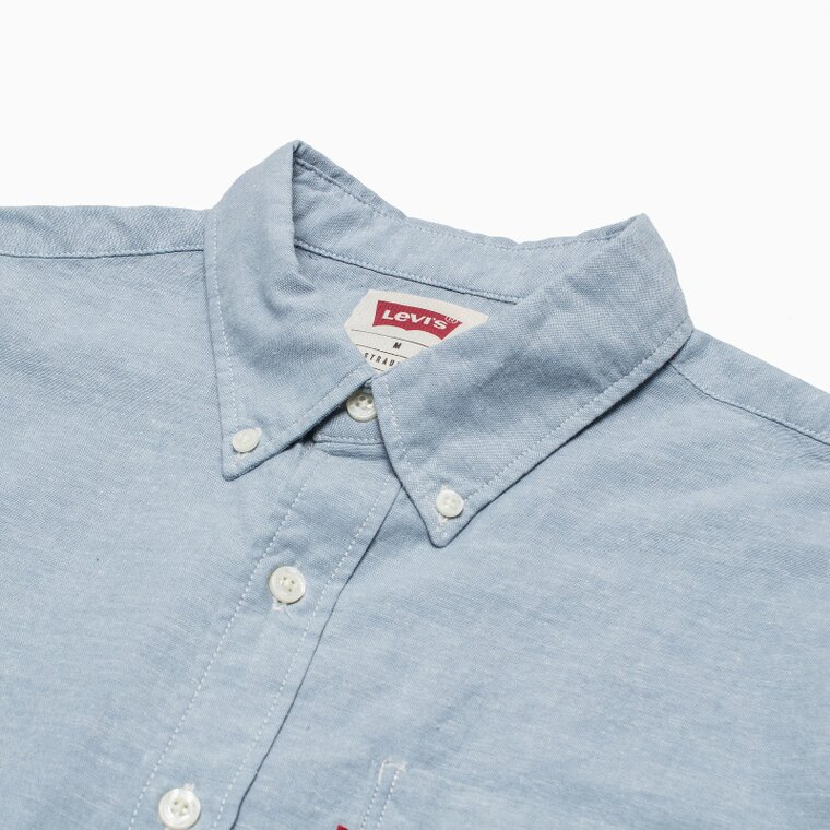 Levi’s/李维斯夏季男士纯棉水洗立领短袖牛仔衬衫65826-0060