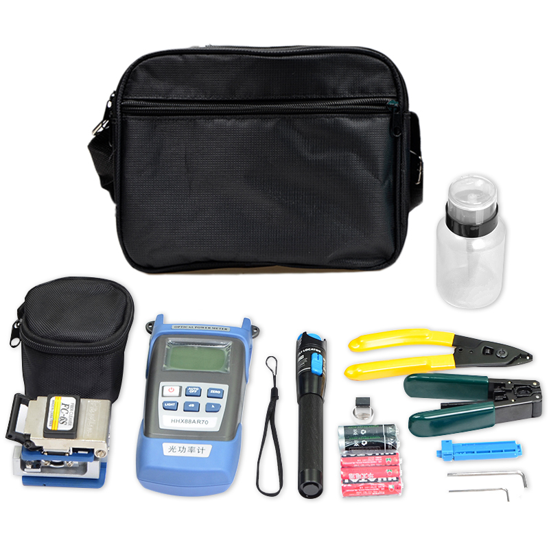 optical fiber cold joint toolkit fusion machine covered with leather cable toolbox optical power meter red light pen cutter