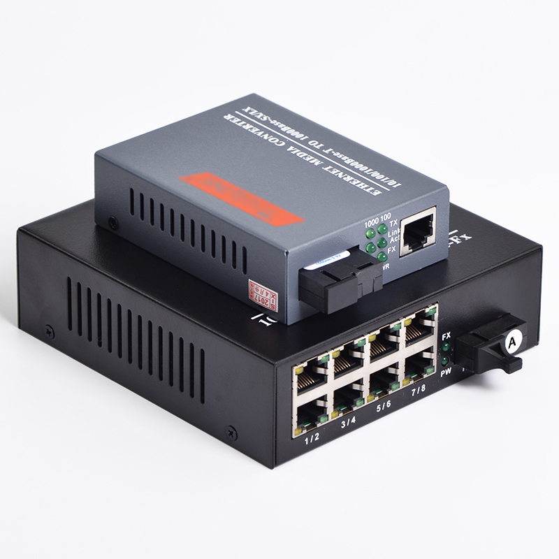 haohanxin gigabit 1 light 8 single-mode single fiber with 1 light 1 electric optical fiber transceiver photoelectric converter pair