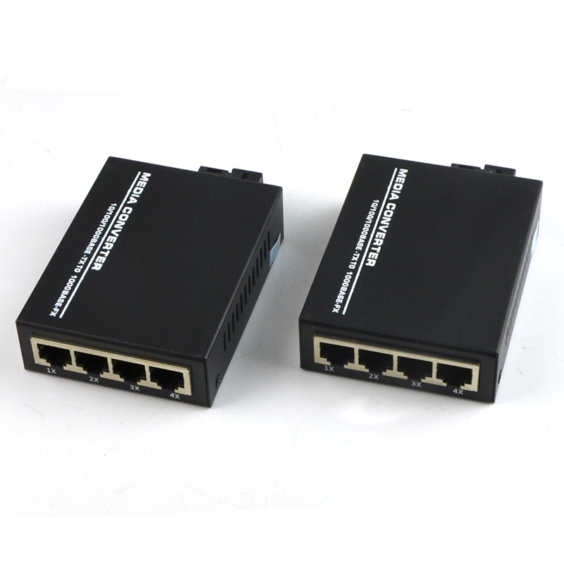 haohanxin gigabit 1 optical 4 electric single mode single fiber optical fiber transceiver photoelectric converter gigabit transceiver a end