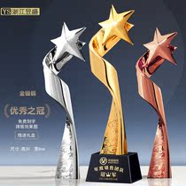 Five-pointed star trophy custom creative outstanding staff onion gold silver and copper champion resin annual meeting custom enterprise medal